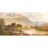 William Bingham McGuiness (1849-1928) British. Highland Cattle on the Banks of a River, with a