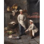 Alfred-Arthur Brunel de Neuville (1852-1941) French. The Young Chefs with Two Kittens, Signed, Oil