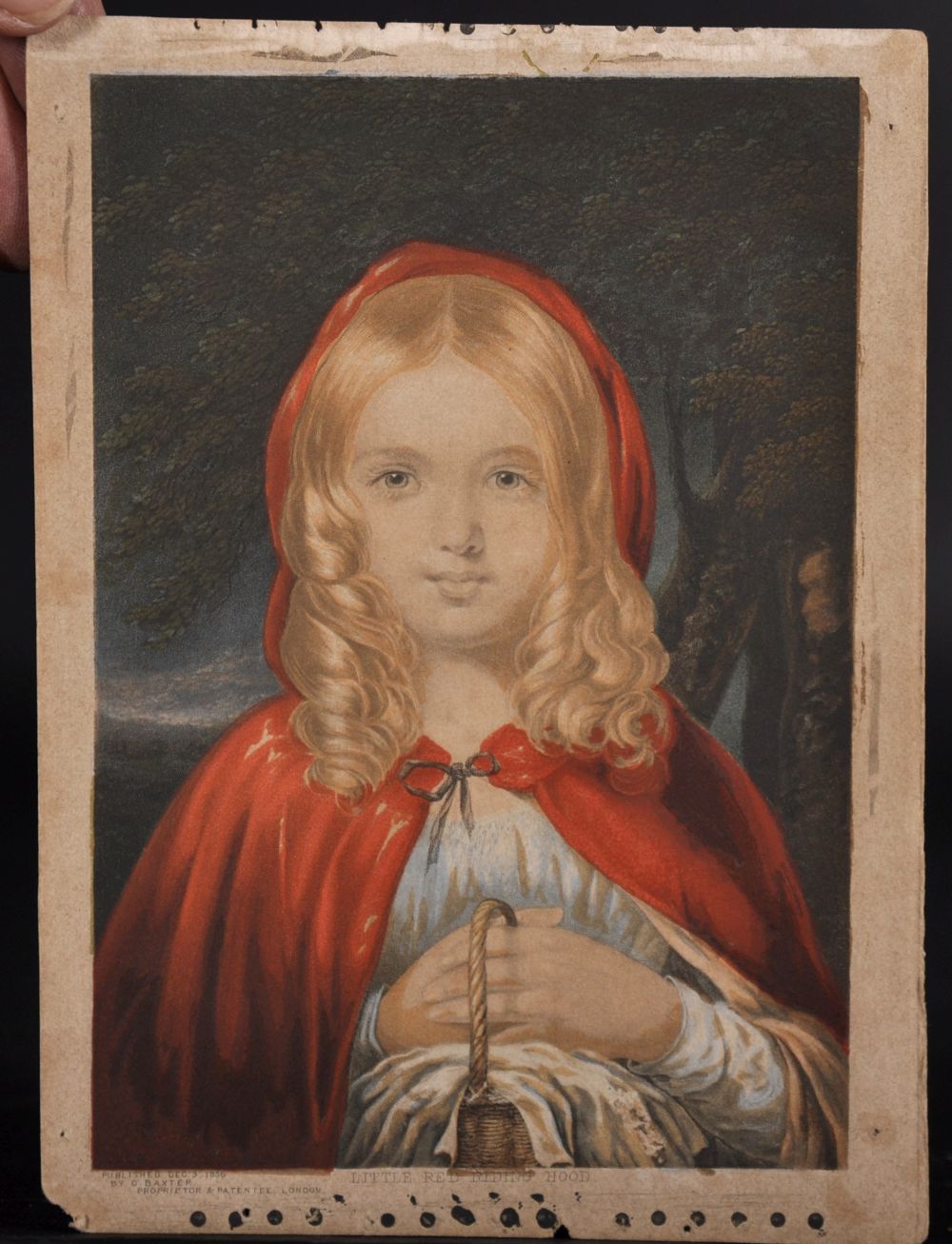 George Baxter (1804-1867) British. "Little Red Riding Hood", Print, Unframed, 6.25" x 4.25", - Image 2 of 3