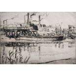 Leslie Moffat Ward (1888-1978) British. "A Medway Cement Wharf", Etching, Signed, Inscribed and