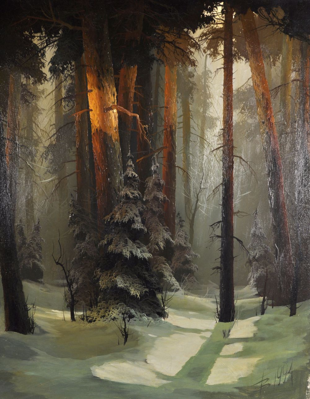 Victor Bykov (1958- ) Russian. "Winter Forest", Oil on Canvas, Signed with Initials and Dated