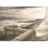 James Stroudley (1906-1988) British. "Fresh Weather in the Channel from Rottingdean", Oil on