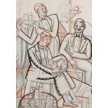 Early 20th Century English School. Figures in a Caf, in the Art Deco Style, Watercolour and