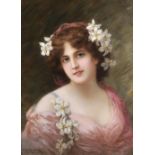 Emile Eisman Semenowsky (1857-1911) French/Polish/Russian. Portrait of an Auburn Haired Beauty,