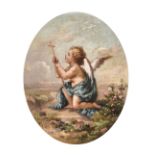 Charles Henry Augustus Lutyens (1829-1915) British. A Cherub with a Cross, Signed, Oil on Board,