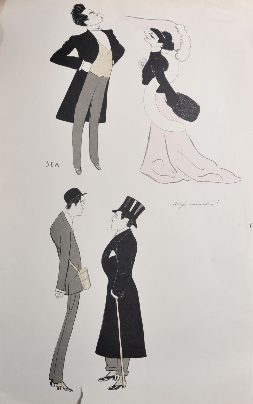 Georges Goursat 'SEM' (1863-1934) French. A Caricature of Elegant Figures, Print, Unframed, 20.5"