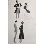 Georges Goursat 'SEM' (1863-1934) French. A Caricature of Elegant Figures, Print, Unframed, 20.5"