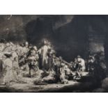 After Rembrandt (1606-1669) Dutch. 'Christ Healing the Sick', Engraving, 11" x 15.5".