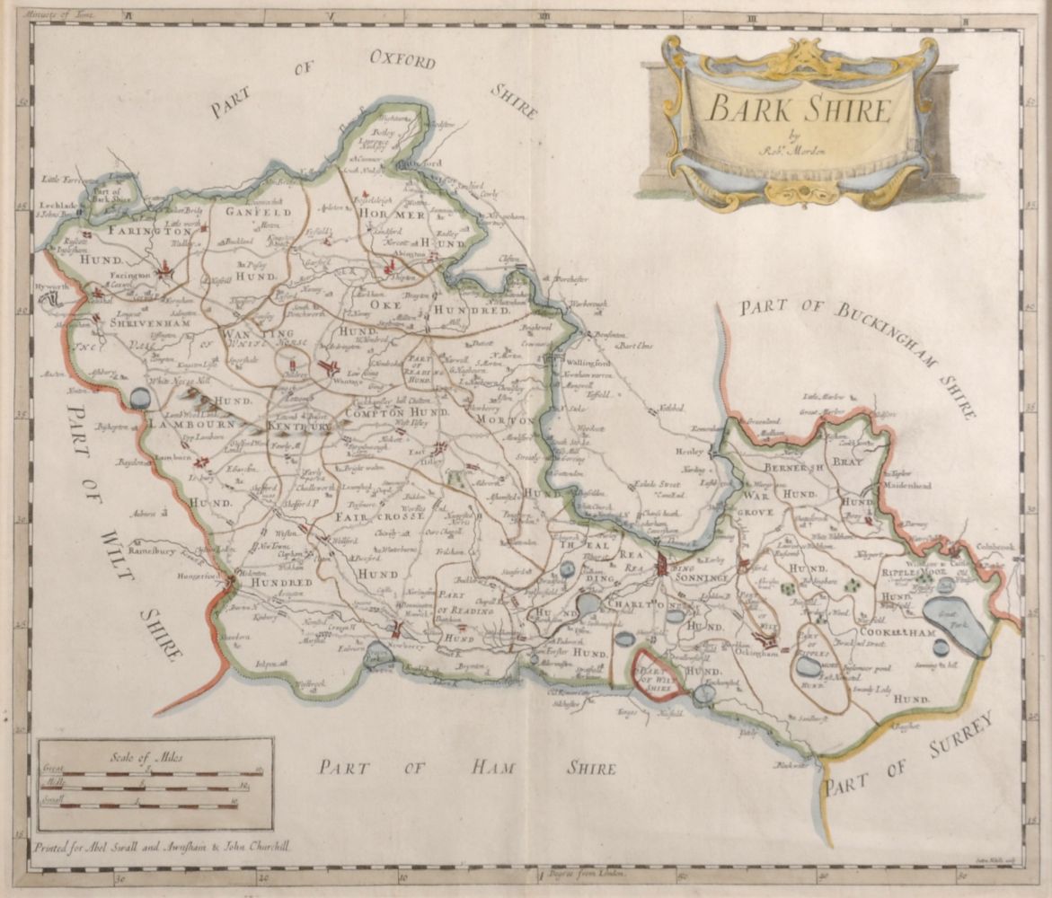 Robert Morden (1650-1703) British, 'Bark Shire', Map 14" x 15.5".