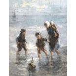 After Jozef Israels (1824-1911) Dutch. "Children of the Sea", Print, Inscribed on a label on the