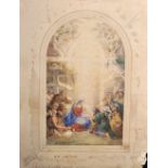 Circle of James Stephanoff, Adoration of the Magi, Watercolour, Dated 1851, Unframed, 15" x 9".