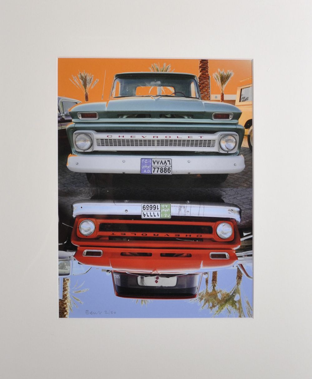 Bent (20-21st Century) American. 'Ghetto Blaster', a Study of Two Chevrolets, Photograph, Limited