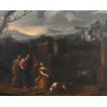 Circle of Giovanni Ghisolfi (c.1623-1683) Italian. A Classical Landscape, with a Castle and