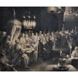 After Jan Harmenz Muller (1571-1628) Dutch, 'The Feast of Belshazzar', Engraving, 13.25" x 15.5".