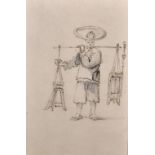 Attributed to Dr Thomas Boswell Watson (1815-1860) British. Study of a Chinaman, Pencil, Inscribed