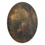 19th Century English School, A Young Boy Beneath a Tree, Oval, 20" x 15".