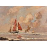 Ernest Germain Vauthrin (1879-1949) French, 'Retour Des Bateaux', Oil on Panel, Signed and inscribed