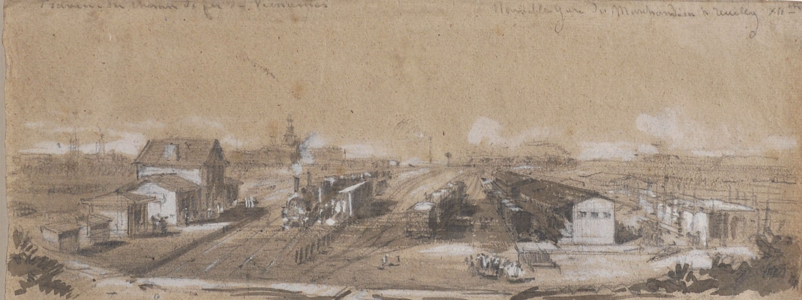 19th Century French School. "Nouvelle Gare de Marchandise, Reuilly, XII e", Study of a Train