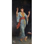 Alix Louise Enault (1850-1913) French. A Full Length Portrait of a Dancing Geisha, Oil on Canvas,