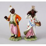 A FINE PAIR OF FINE TURKISH OTTOMAN PORCELAIN FIGURES, french made, the figures stood upon