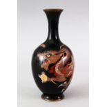 A GOOD JAPANESE MEIJI PERIOD CLOISONNE SILVER WIRE DRAGON VASE, the body of the vase with a deep