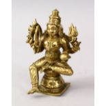 A FINE QUALITY 19TH CENTURY BRONZE FIGURE OF A MULTI ARM GOD, 13cm high.