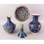 A COLLECTION OF FOUR PALESTINIAN IZNIK STYTLE ARMINIAN WORKSHOPS POTTERY PIECES, comprising a larger