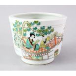 A GOOD CHINESE REPUBLIC PERIOD STYLE FAMILLE ROSE BRUSH WASH, the body of the pot decorated with