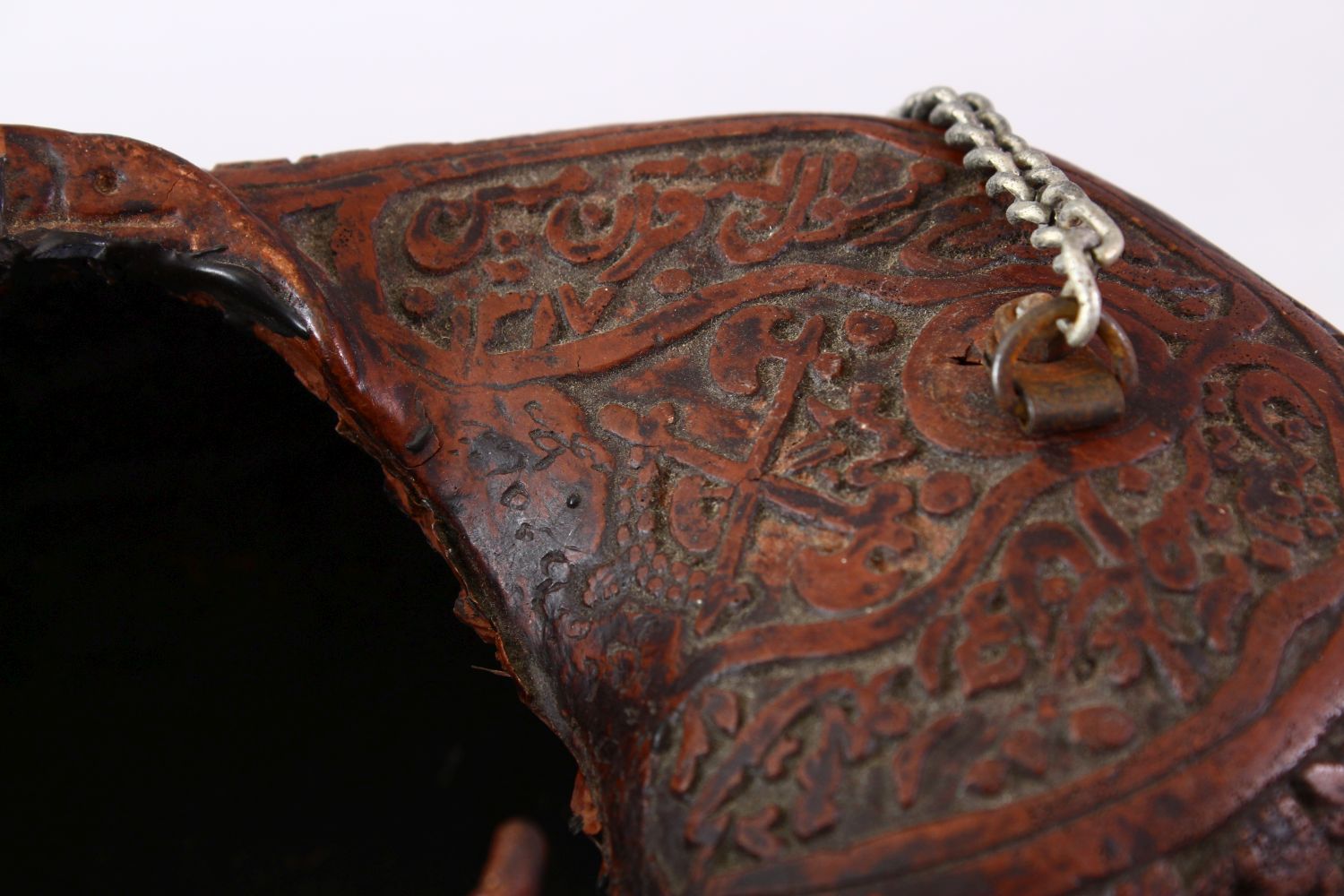 A GOOD 19TH CENTURY ISLAMIC CARVED COCO KASHKOOL WITH CALLIGRAPHY, the body with carved decoration - Image 10 of 10