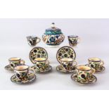 A SET OF EIGHT PELESTINIAN ARMINIAN WORKSHOP IZNIK STYLE PART TEA SERVICE, the set comprising 8 x