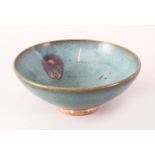 A GOOD 18TH / 19TH C CHINESE JUN WARE POTTERY BOWL, 8cm X 19cm