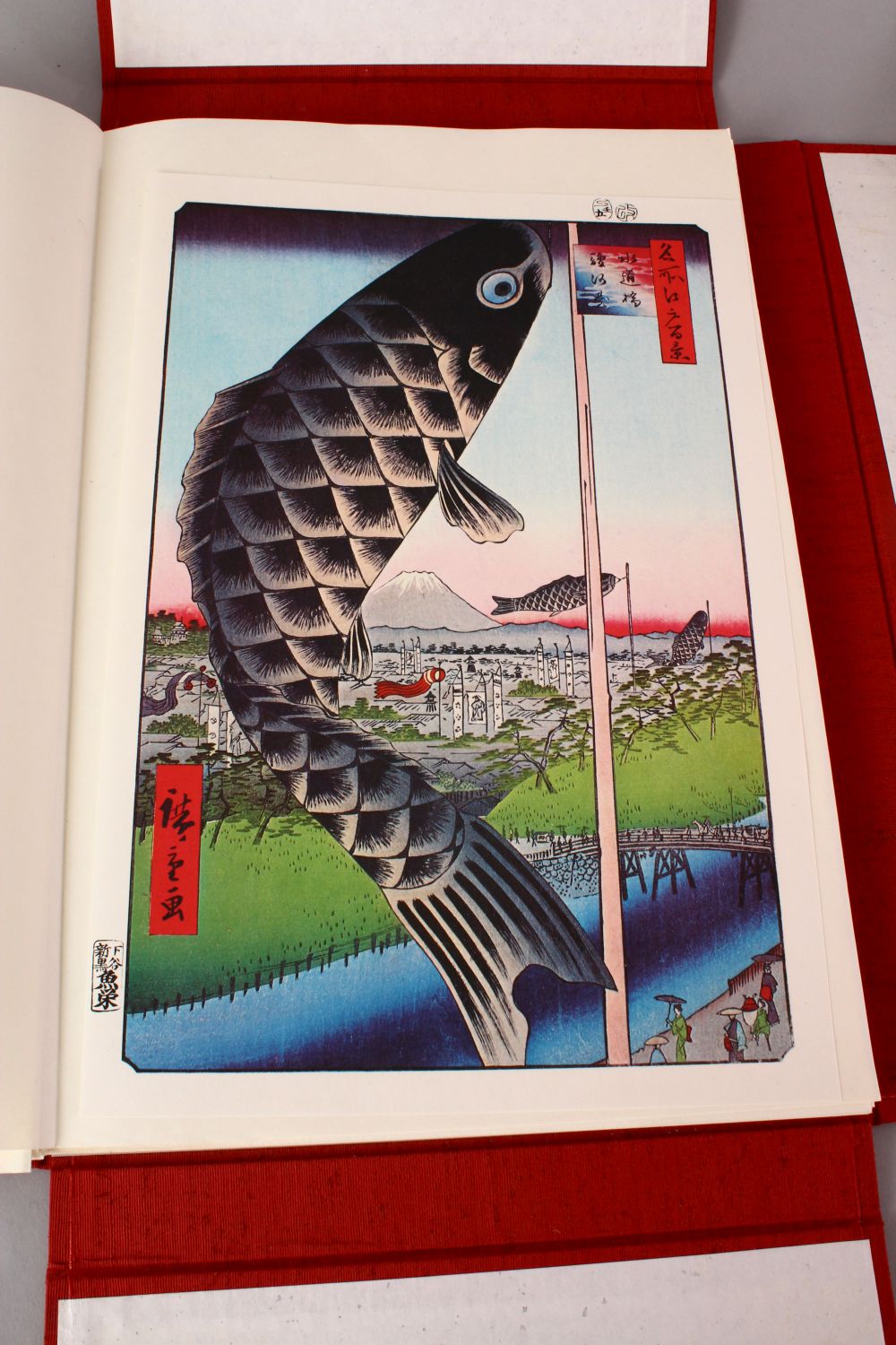 A GOOD JAPANESE WOODBLOCK SERIES BY HIROSHIGE, In a fabric bouond case and cardboard slip,. - Image 12 of 15