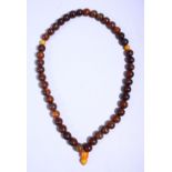 A SET OF 19TH CENTURY CHINESE QING DYNASTY RHINOCEROS / RHINO HORN ROSARY BEADS / NECKLACE,