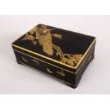 A GOOD JAPANESE MEIJI / TAISHO PERIOD KOMAI STYLE IRON BOX, the box lid decorated to depict a