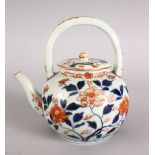 A GOOD JAPANESE EDO PERIOD ARITA PORCELAIN SAKE POT / TEA POT AND COVER, the body of the vessel