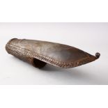 A 17TH CENTURY INDO PERSIAN STEEL ARM GUARD, 34CM.