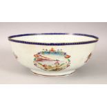 A GOOD CHINESE 19TH CENTURY QIANLONG FAMILLE ROSE PORCELAIN BOWL, decorated with scenes of figures