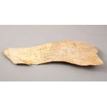 A GOOD CHINESE PIECE OF CARVED CALLIGRAPHIC BONE FRAGMENT, SCHOLARS OBJECT, the bone section with