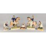 FIVE 19TH CENTURY STAFFORDSHIRE FLATBACK FIGURES (AF).