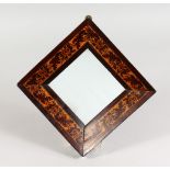 A TUNBRIDGE WARE MARQUETRY INLAID MIRROR. 8.5ins x 8.5ins.