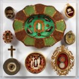 A GROUP OF EIGHT VARIOUS RELIQUARIES. 5.75ins and smaller.