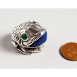 A CAST SILVER NOVELTY FROG PIN CUSHION.