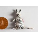 A CAST SILVER NOVELTY KANGAROO PIN CUSHION.