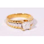 A GENTS PRINCESS CUT DIAMOND SINGLE STONE RING of 2.2cts, size Z.