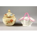 A GEORGE GRAINGER AND CO. WORCESTER MOULDED IVORY POTPOURRI VASE AND COVER, the moulded flowers
