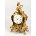 A GOOD LOUIS XVI HEAVY ORMOLU CLOCK by LEROUX, LE MANS, the case with cupids, scrolls, acanthus