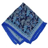 A LARGE LIBERTY BLUE FLORAL SILK SCARF.