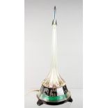 A RUSSIAN NOVELTY SPUTNIK TABLE LIGHT. 15.5ins high.