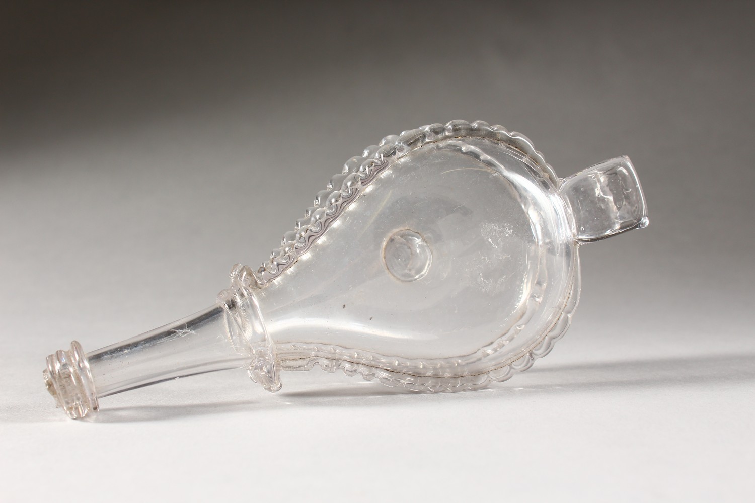 A PAIR OF MINIATURE GLASS BELLOWS, possibly Nailsea. 6ins long. - Image 3 of 5
