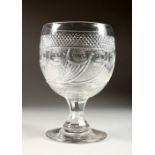 A GOOD LARGE CUT GLASS GOBLET. 8.5ins high.
